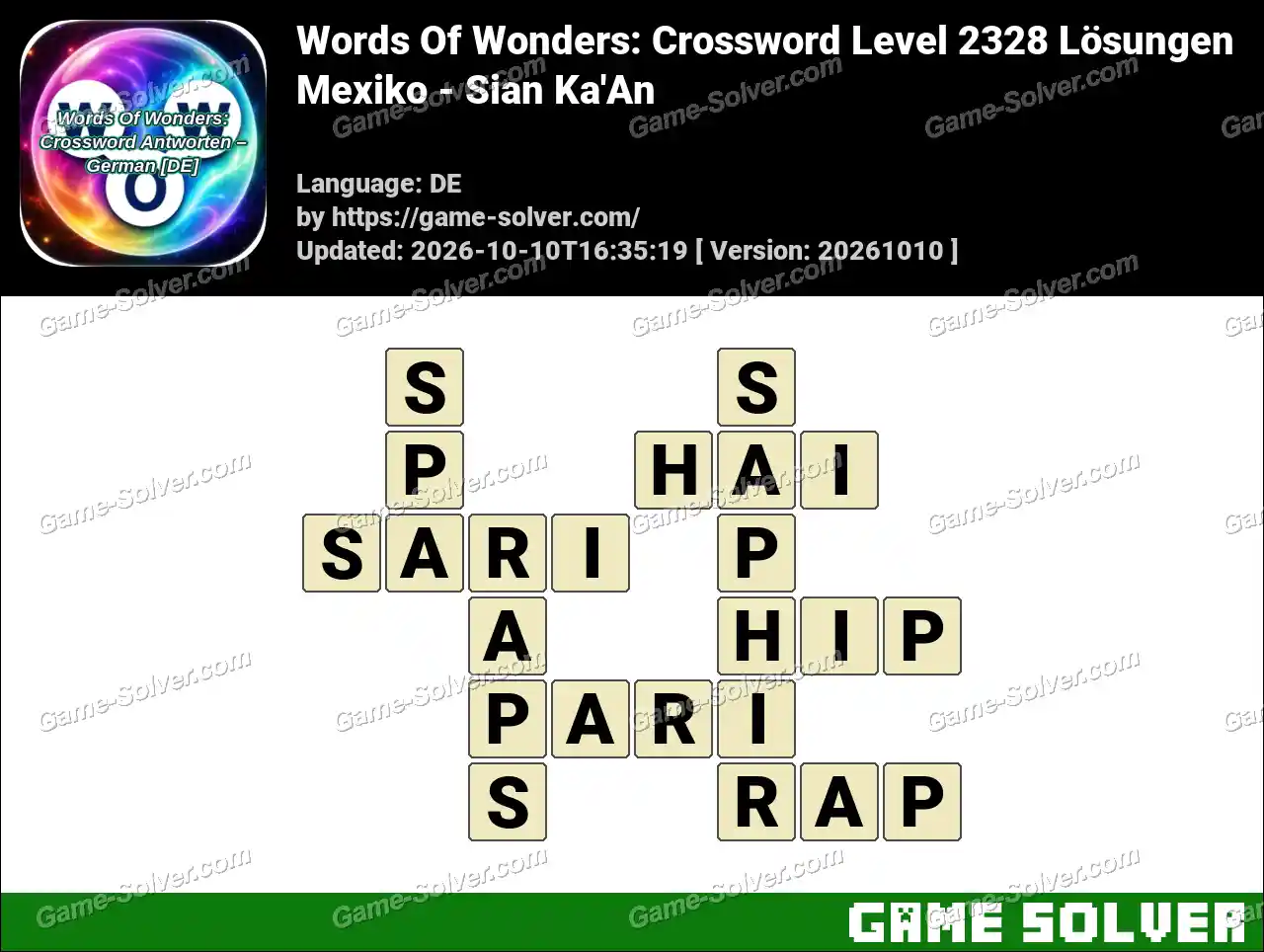 Words Of Wonders: Crossword Level 2328 Lösungen – Mexiko – Sian Ka’An